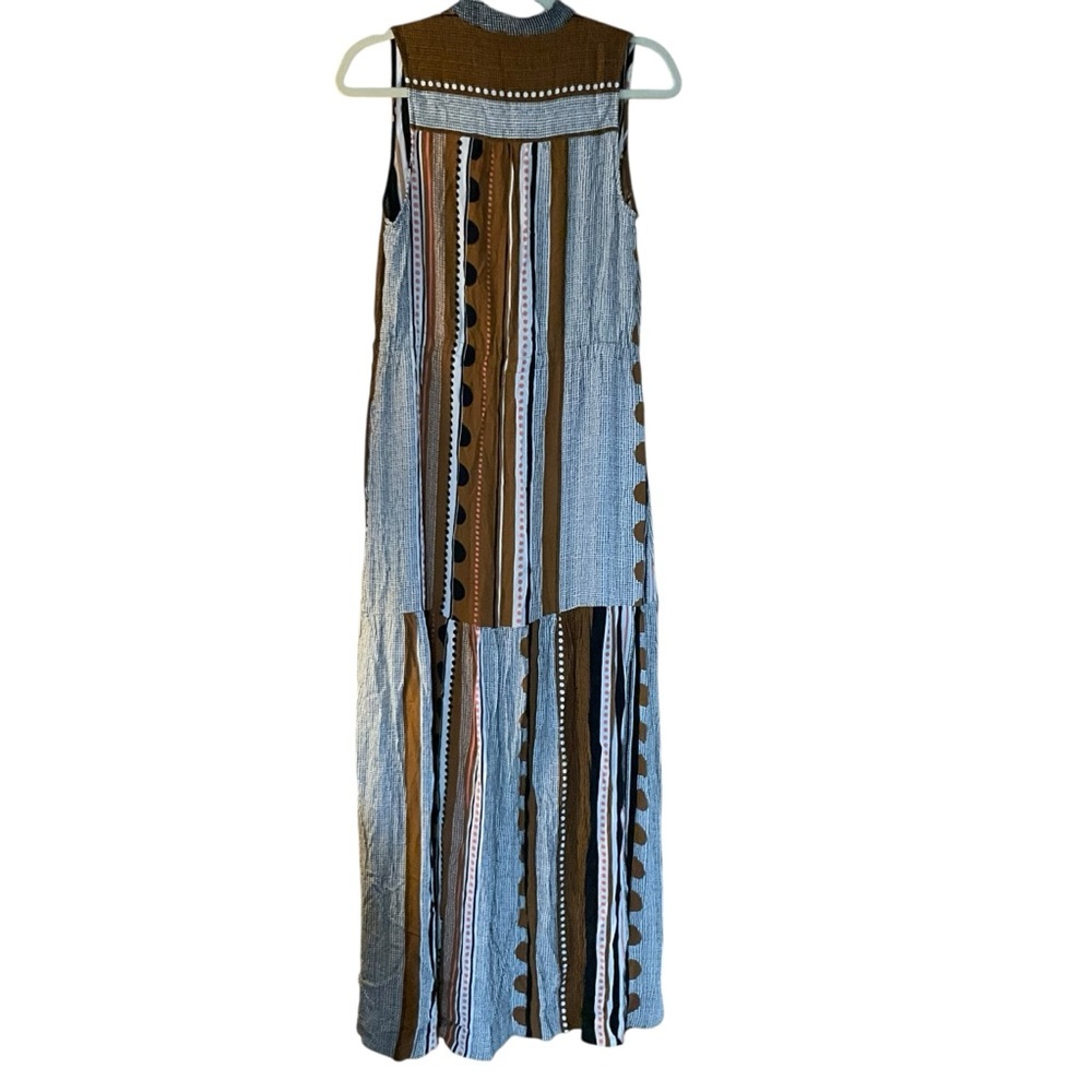Maeve Anthropologie Striped Boho Maxi Dress Sleeveless Drawstring Waist Size 6 - Picture 5 of 8